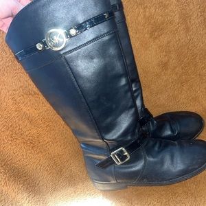 Michael kors, black, riding boots, gold accents, worn 3 times, leather material,